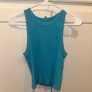 Blue Ribbed Tank Top